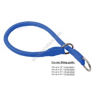 Ace Comfy Soft Best Rolled Italian Leather Slip/Check Dog Collar :: BLUE ::